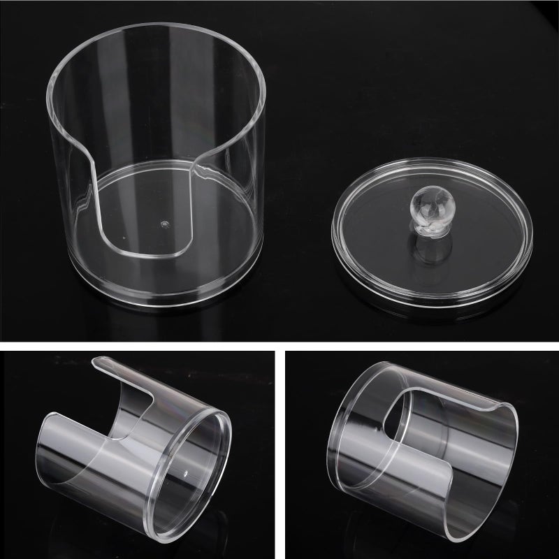 تي بيست ماكس حامل وموزع دائري من القطن البلاستيكي من تي بيست ماكس، تخزين منظم للحمام شفاف للوسادات القطنية - أغطية من الخيزران - Image 4